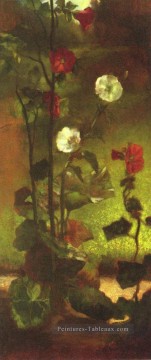  far tableaux - Roses trémières fleur John LaFarge